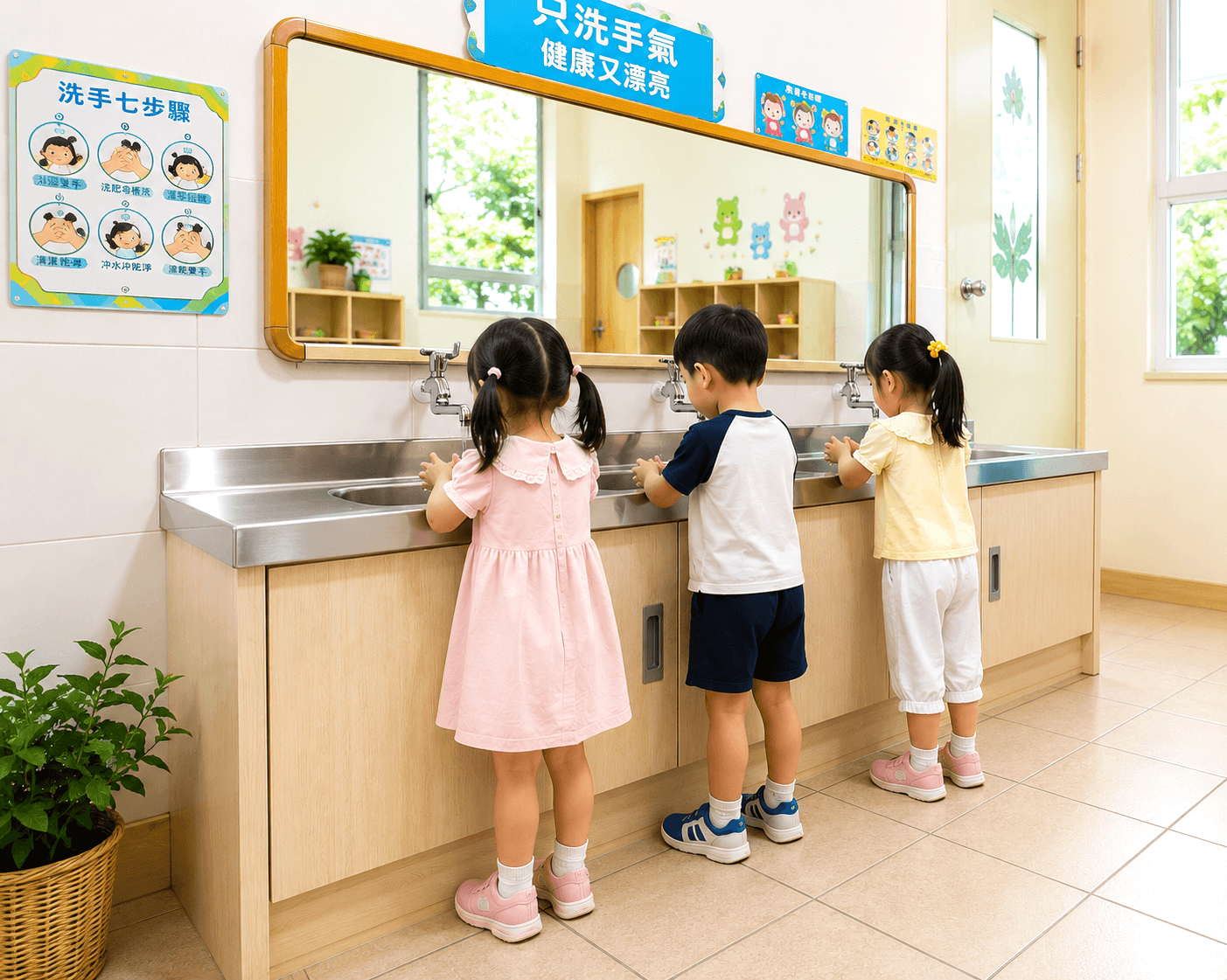 淺木長檯幼兒洗手台
