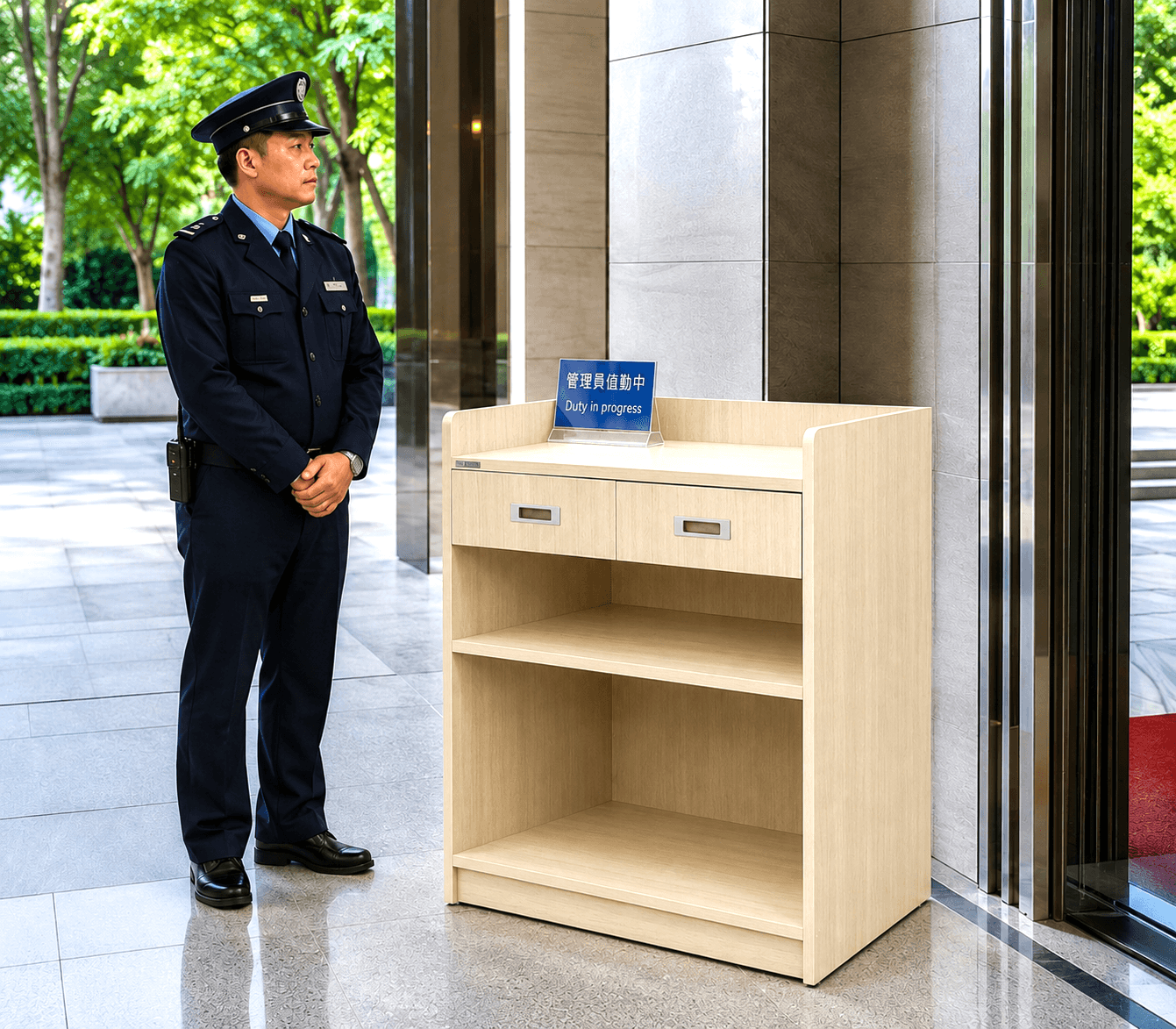 米白雙抽站立管理講桌